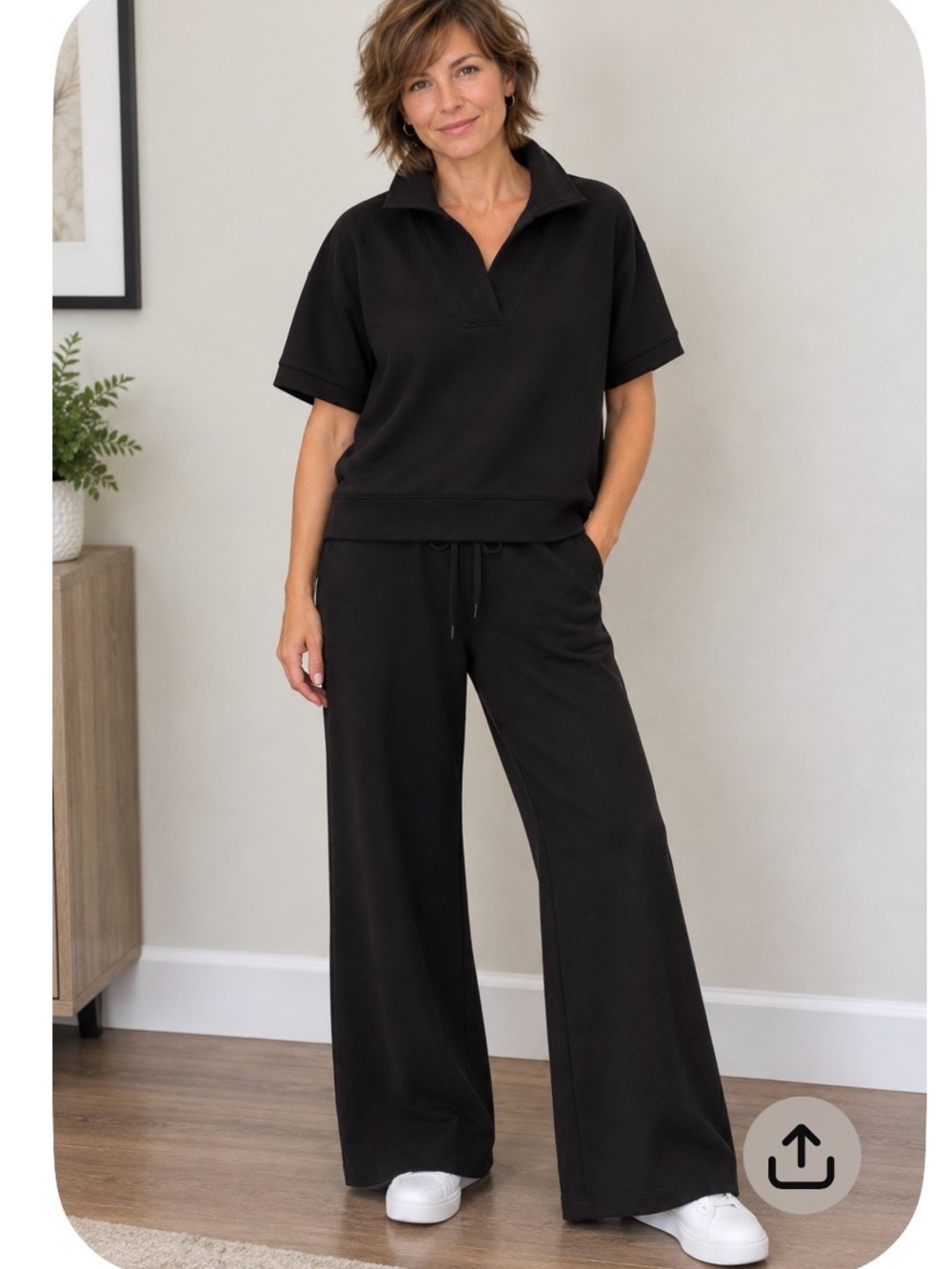 NWOT Women's Black Wide-Leg Pants and Top Set